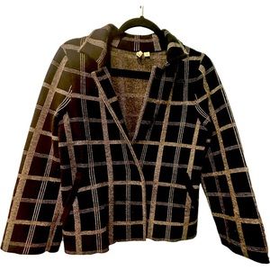 Anthropologie black white plaid soft jacket size S.